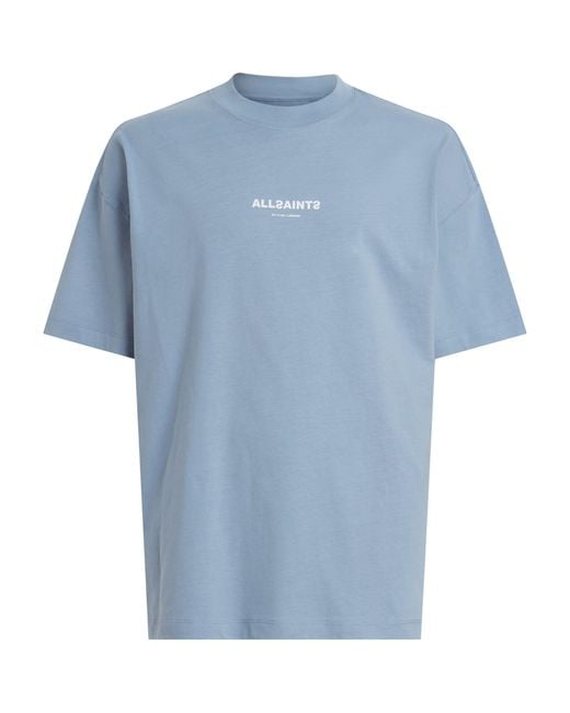 AllSaints Blue Organic Cotton Oversized Subverse T-shirt for men