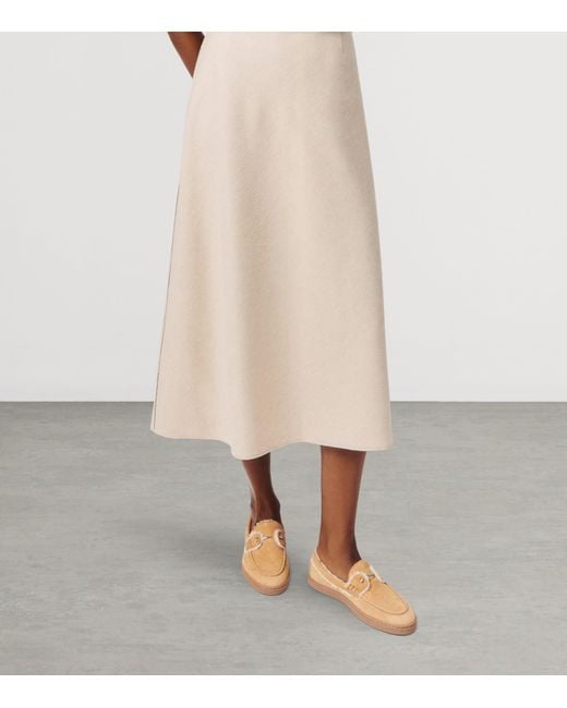 Christian Louboutin Natural Chambeliboat Donna Suede Shearling-Lined Boat Shoes
