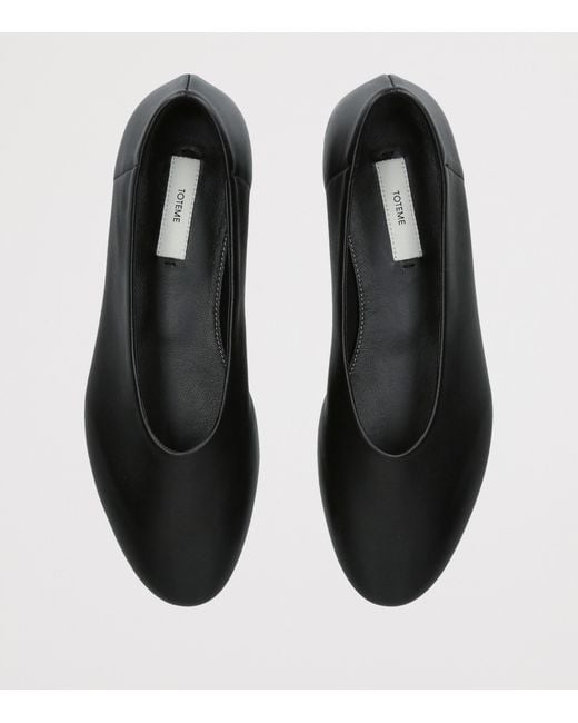 Totême Black Leather Slip Ballet Flats