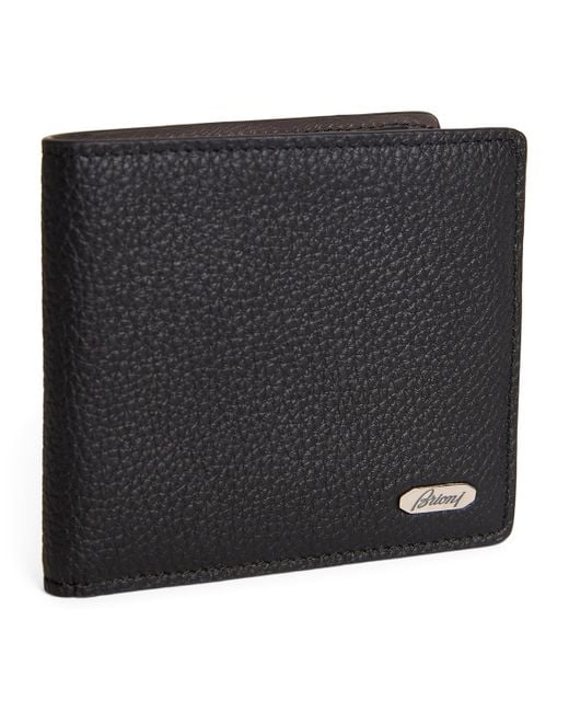 Brioni Black Leather Logo Plaque Wallet for men