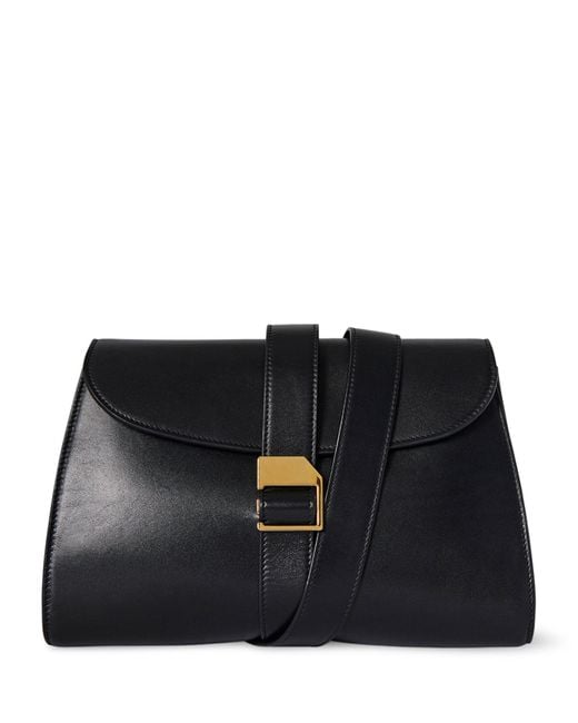 The Row Black Leather Isla Clutch Bag