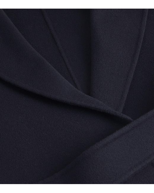 Max Mara Blue Virgin Wool Midi Wrap Coat