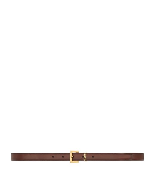 Saint Laurent White Smooth Calfskin Cassandre Belt