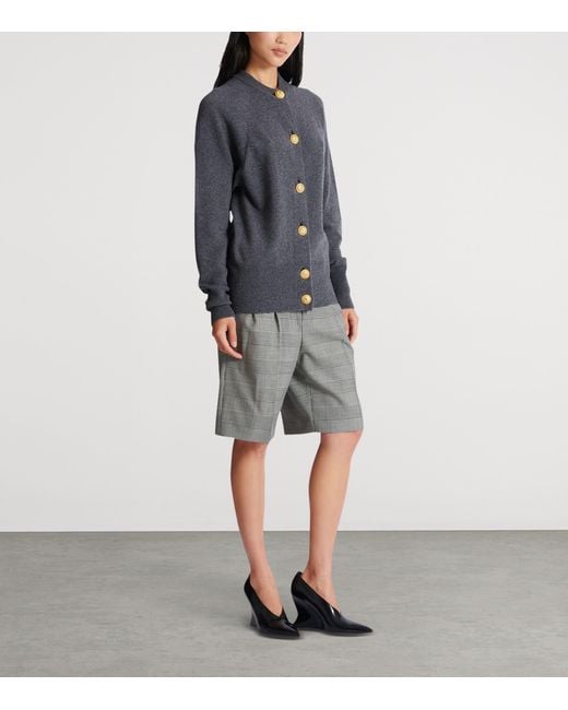 Balmain Blue Cashmere-Virgin Wool Cardigan