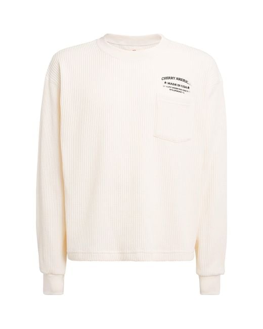 CHERRY LA White Waffle Knit Ranch Long-Sleeve T-Shirt for men