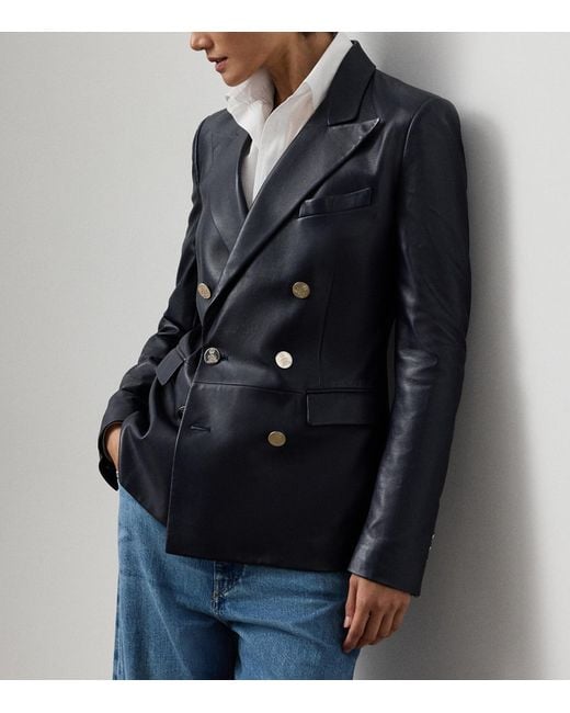 Ralph Lauren Blue Lambskin Camden Jacket