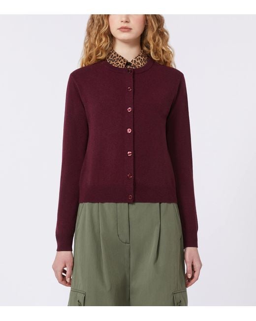 Weekend by Maxmara Purple Wool-Cashmere Cardigan