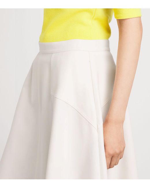 Polo Ralph Lauren White Cotton-Wool Panelled Midi Skirt