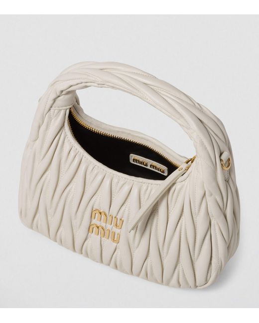 Miu Miu White Small Matelassé Leather Wander Top-Handle Bag