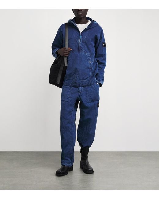 Stone Island Blue Hollow Fibre Fatigue Trousers for men