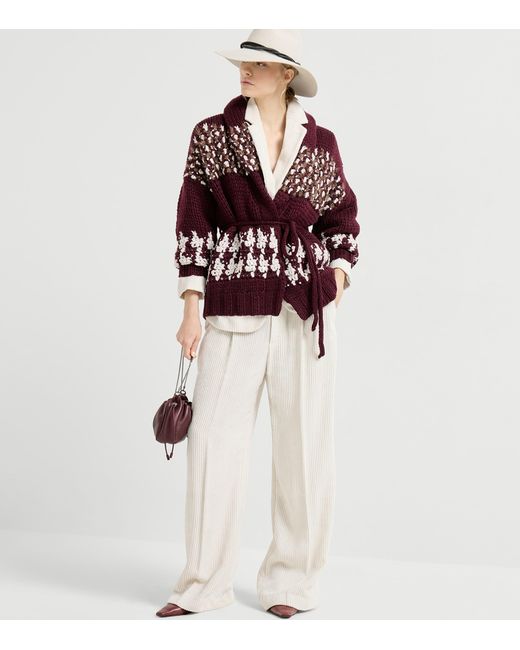 Brunello Cucinelli Purple Cashmere Opera Cardigan