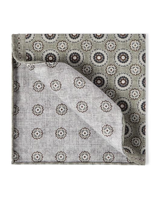 Brunello Cucinelli Metallic Silk Medallion Pocket Square for men