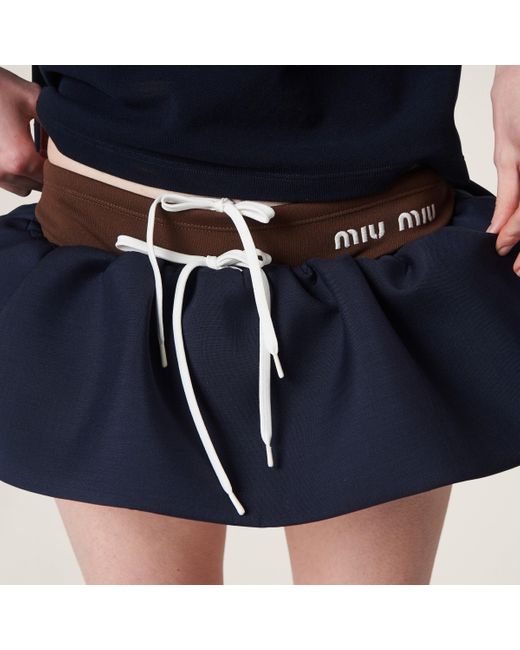 Miu Miu Blue Wool Mini Skirt