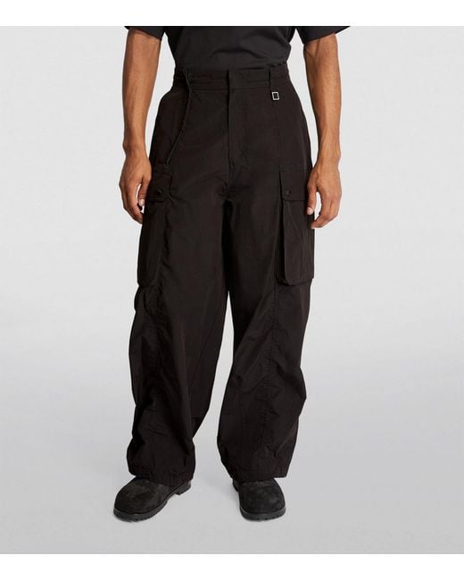 Wooyoungmi Black Oversized Cargo Trousers for men