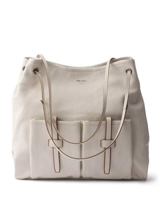 Prada Gray Large Leather Route Shoulder Bag