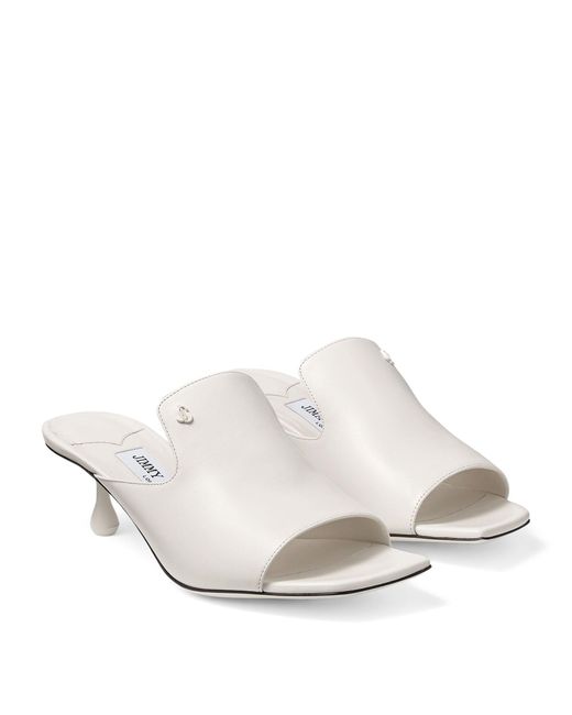 Jimmy Choo White Ander 50 Leather Mules