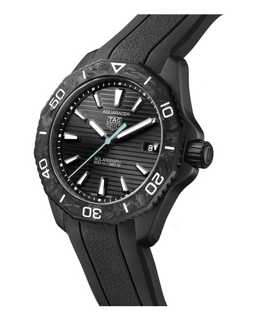 Tag Heuer Black Stainless Steel Aquaracer Professional 200 Solargraph Watch 40mm for men