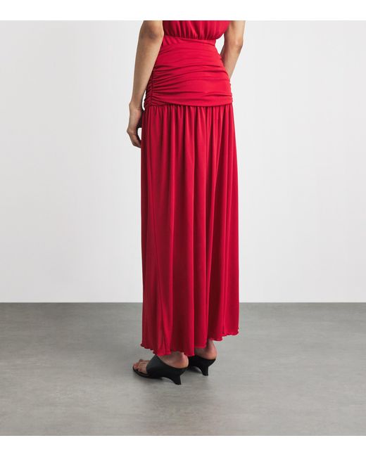 RETORI Red Draped Maxi Skirt