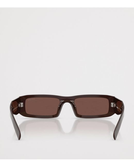 Prada Brown Acetate Rectangle Sunglasses for men