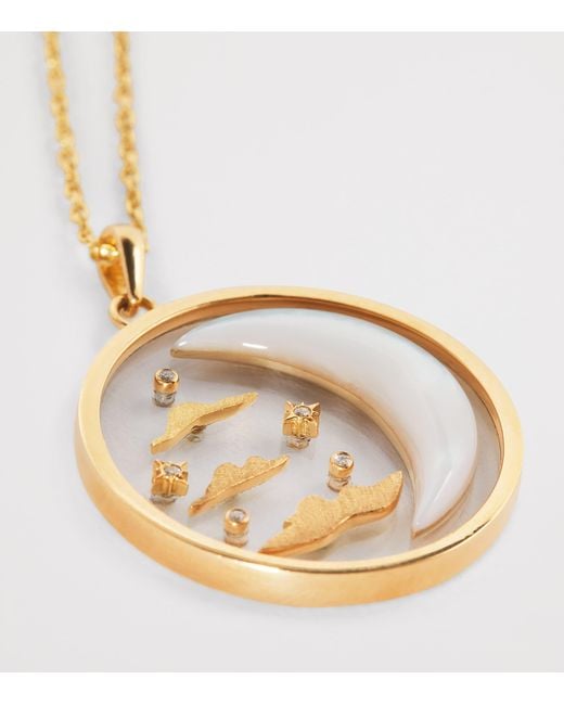 L'Atelier Nawbar Metallic Diamond And Pearl N*93 Wish Upon A Moon Necklace