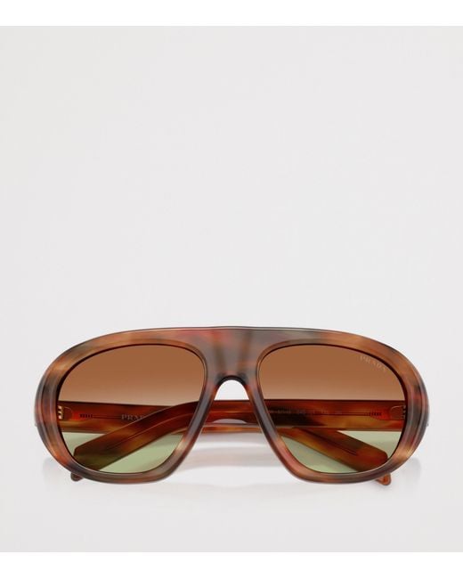 Prada Brown Acetate Pr C05S Irregular Sunglasses