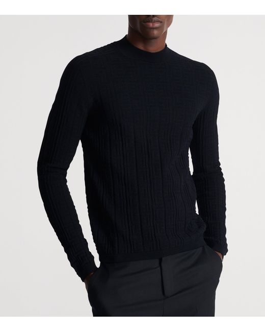 Balmain Black Silk-Cotton Pb Sweater for men