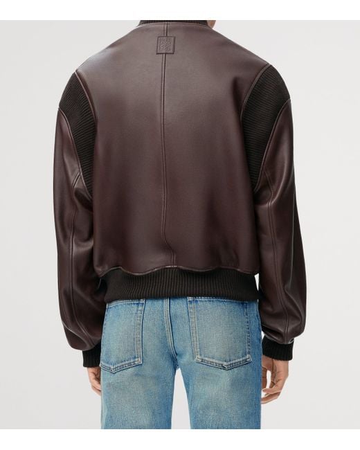 Loewe Brown Lamb Skin Bomber Jacket for men