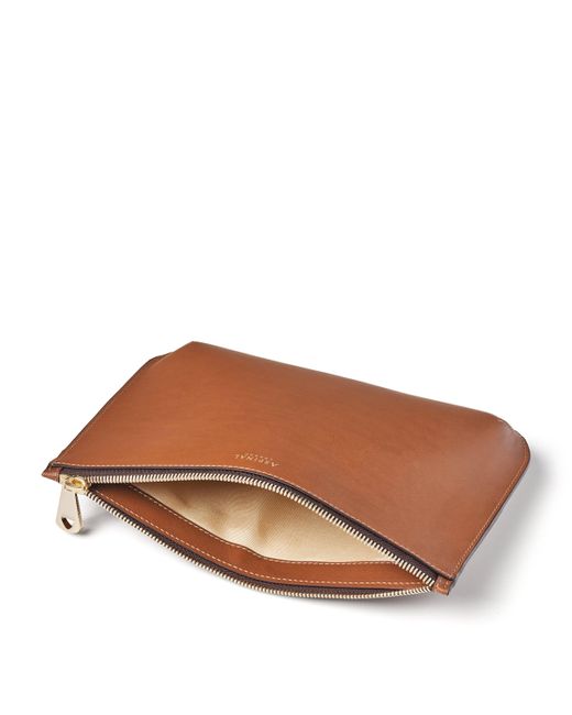 Aspinal Brown Large Leather Ella Pouch