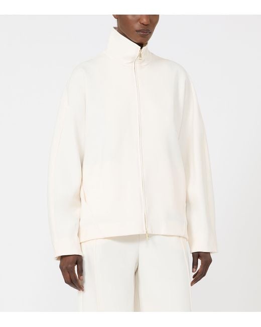 Max Mara White Jersey High-Neck Jacket