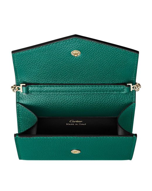 Cartier Green Mini Leather Panthère Chain Wallet