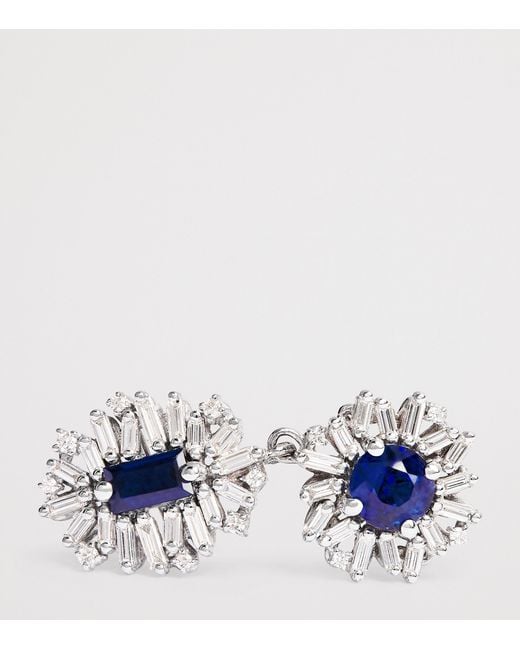 Suzanne Kalan Blue Diamond And Sapphire One Of A Kind Drop Earrings