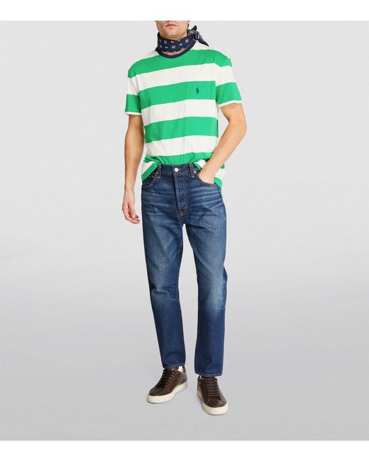 Polo Ralph Lauren Green Striped Polo Pony T-shirt for men