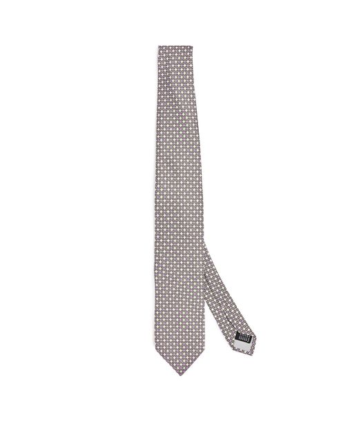 Pal Zileri White Silk Geometric Print Tie for men