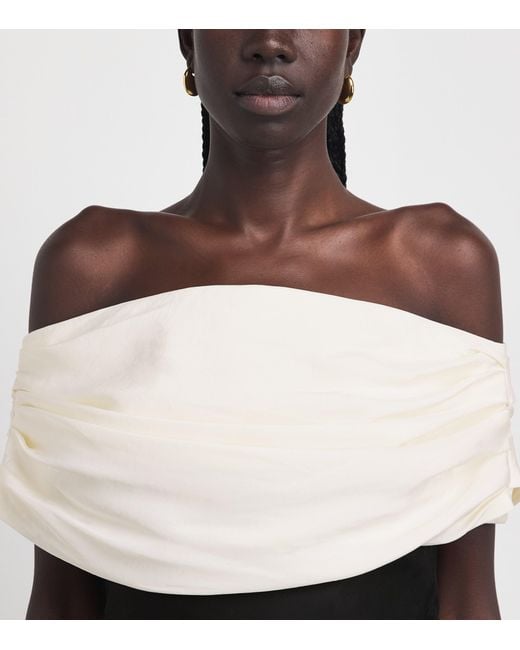 Voranida White Silk-Blend Ruched-Detail Vetra Top
