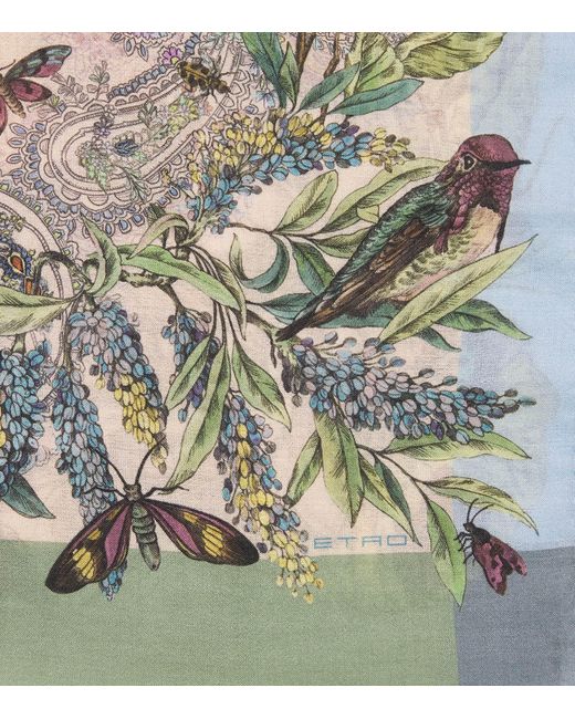 Etro Green Printed Scarf