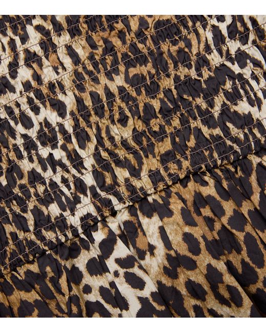 Ganni Brown Cotton Leopard Print Blouse