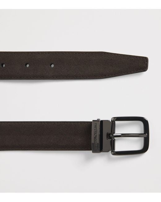 Emporio Armani Brown Leather Buckle Belt for men