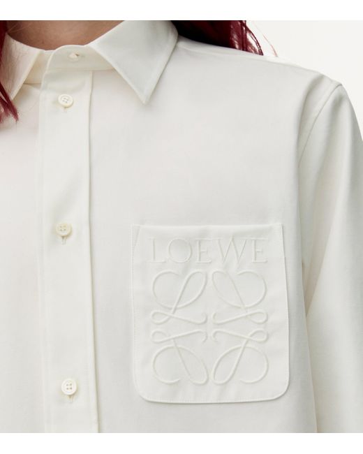 Loewe White Cotton Embroidered Logo Shirt for men