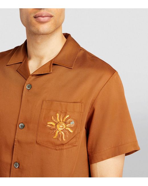 CHE Brown Embroidered Breeze Shirt for men