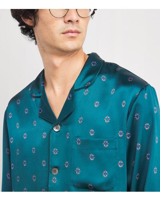Harrods Blue Silk Jewel Print Pyjama Set for men