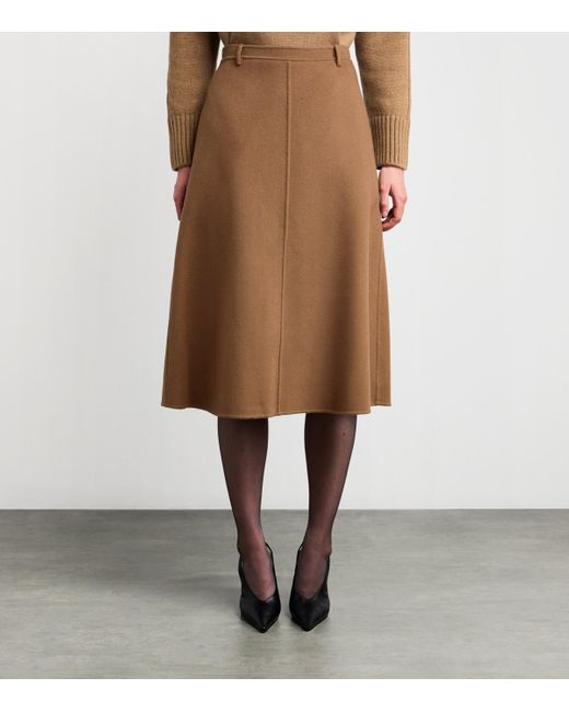 Max Mara Brown Virgin Wool Midi Skirt