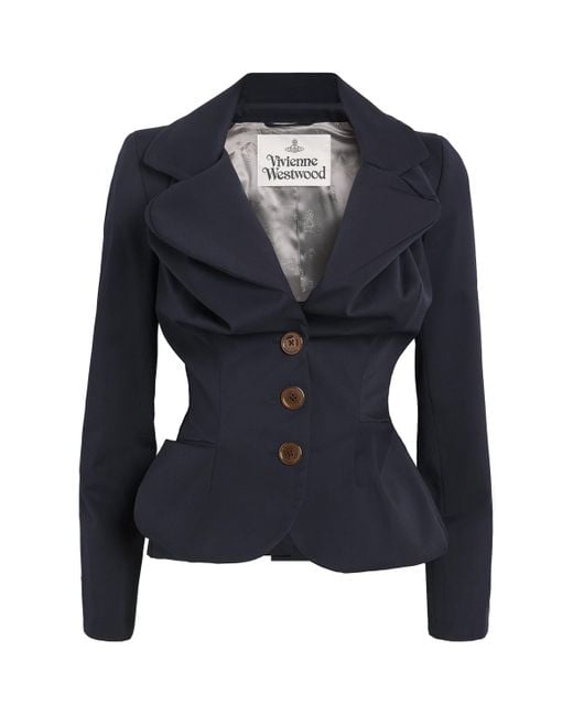 Vivienne Westwood Blue Virgin Wool Asymmetric Drunken Jacket