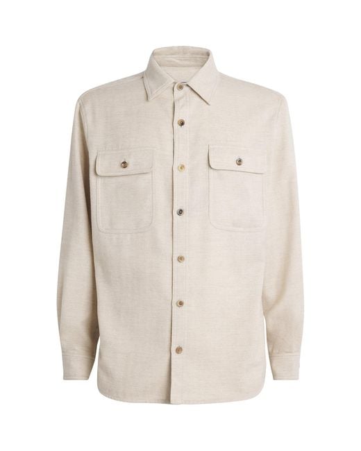 Ralph Lauren White Cotton-Cashmere Twin-Pocket Overshirt for men