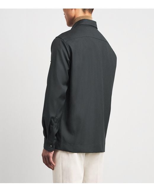 Paul & Shark Black Virgin Wool Overshirt for men