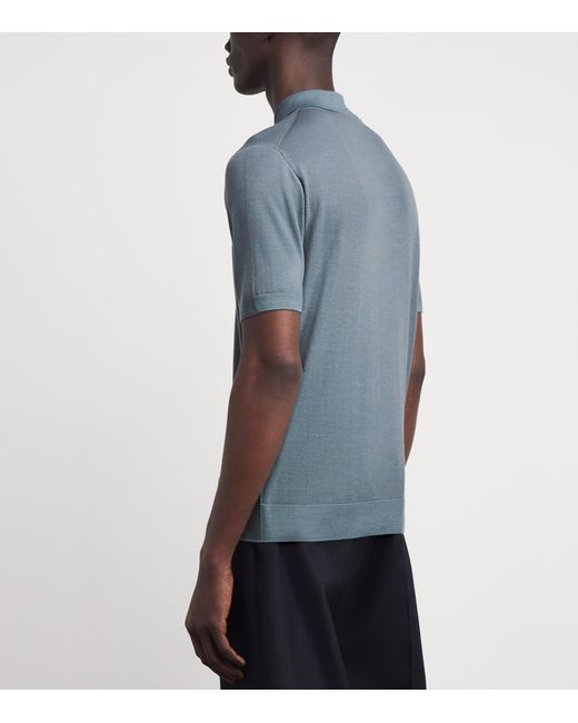 Corneliani Blue Virgin Wool Polo Shirt for men