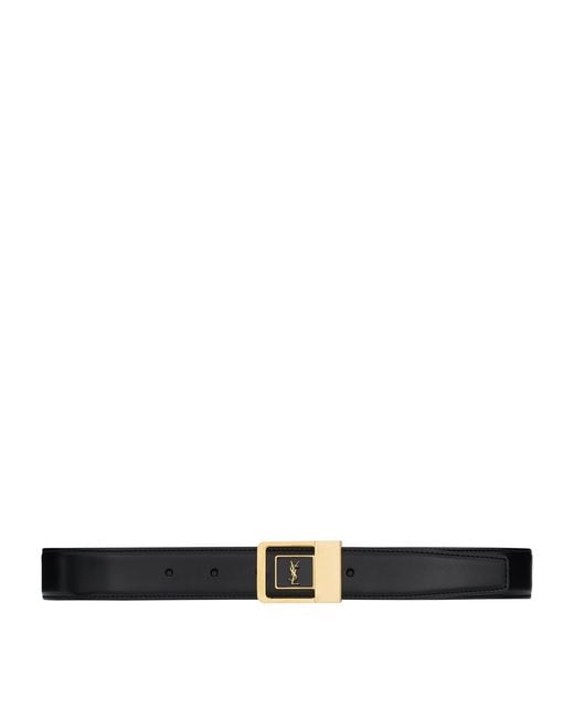 Saint Laurent White Leather Logo Belt