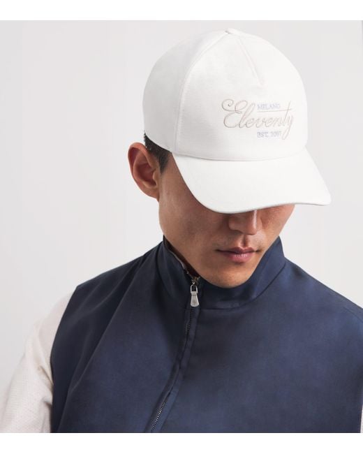 Eleventy White Cotton Logo Baseball Cap for men