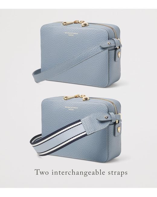 Aspinal Gray Leather Camera Crossbody Bag