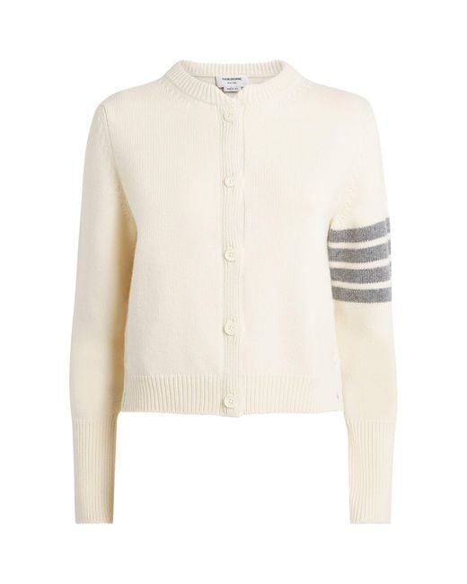 Thom Browne White Wool Hector 4-Bar Cardigan