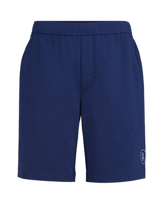 Brunello Cucinelli Blue Cotton Crest Shorts for men